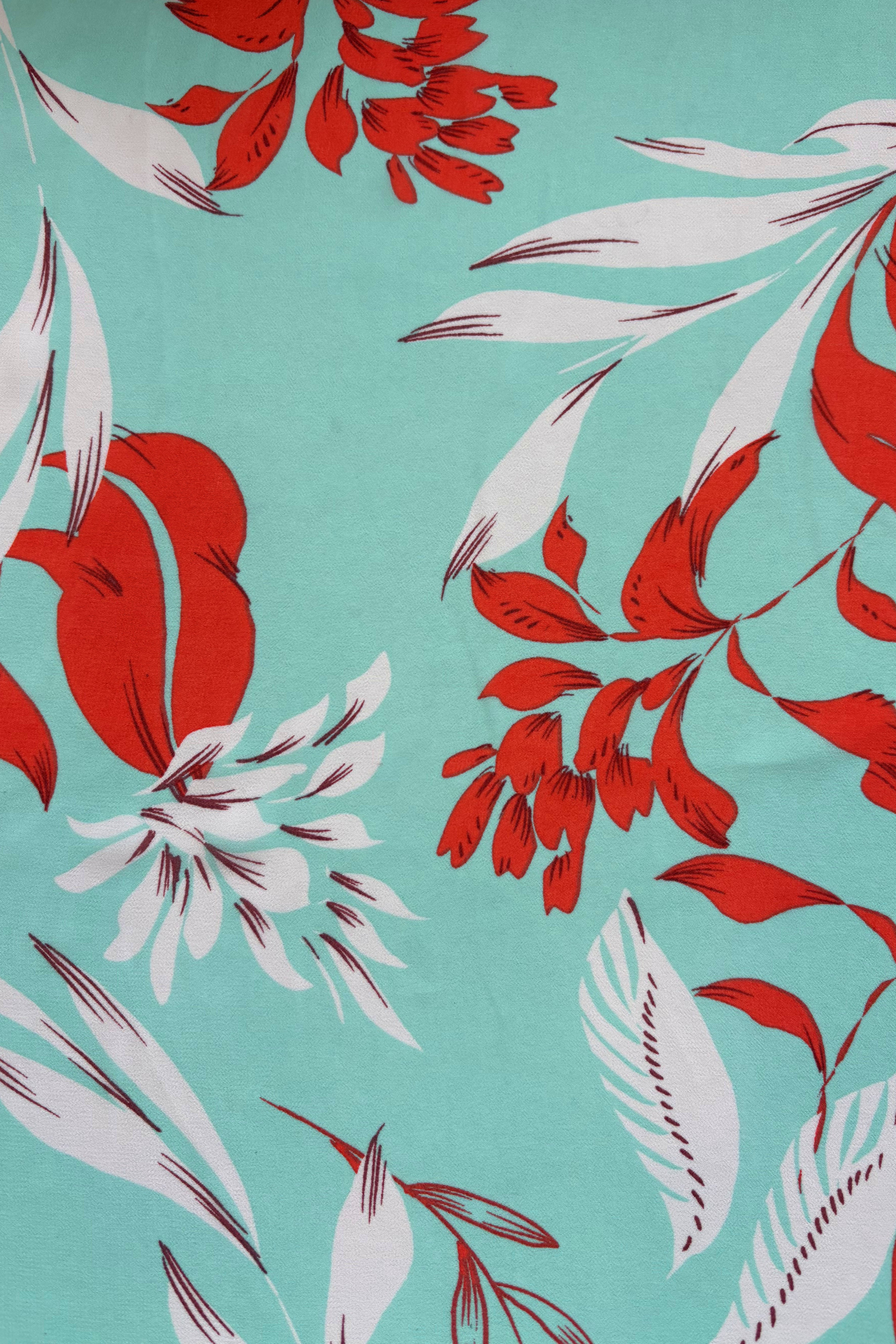 Mint/orange flower chiffon