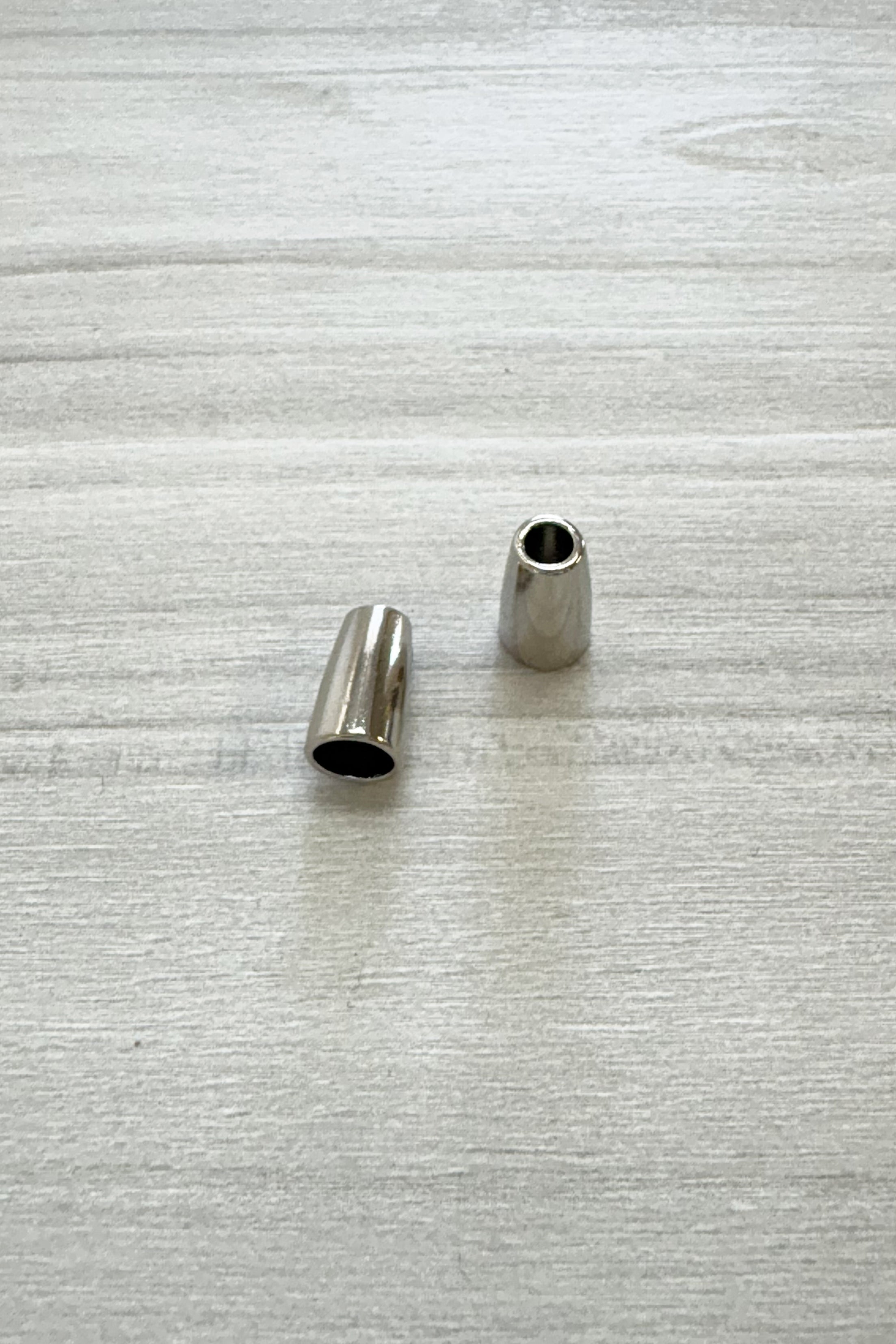 Cord end - silver cylinder - Set of 2