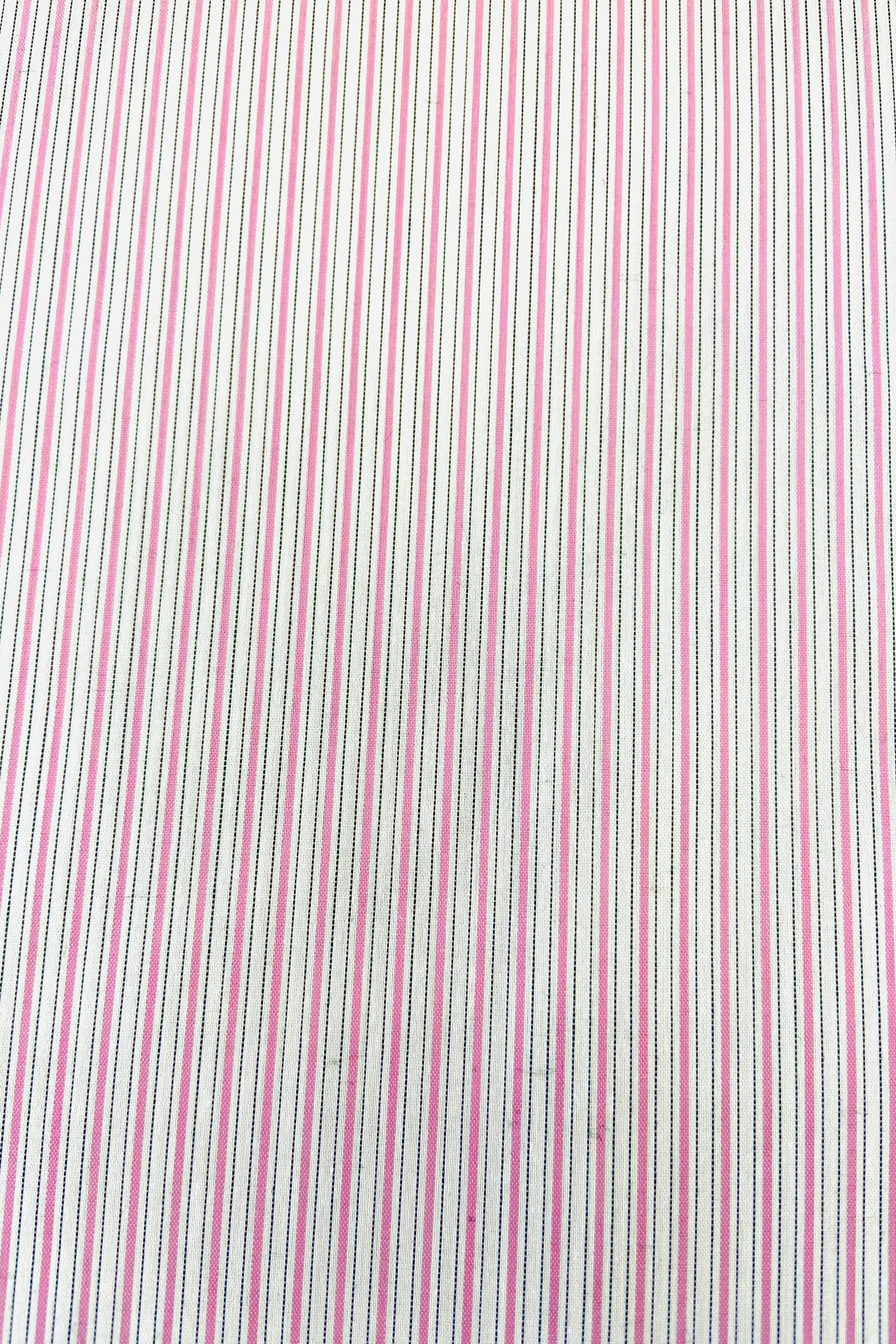 White and pink stripes cotton poplin