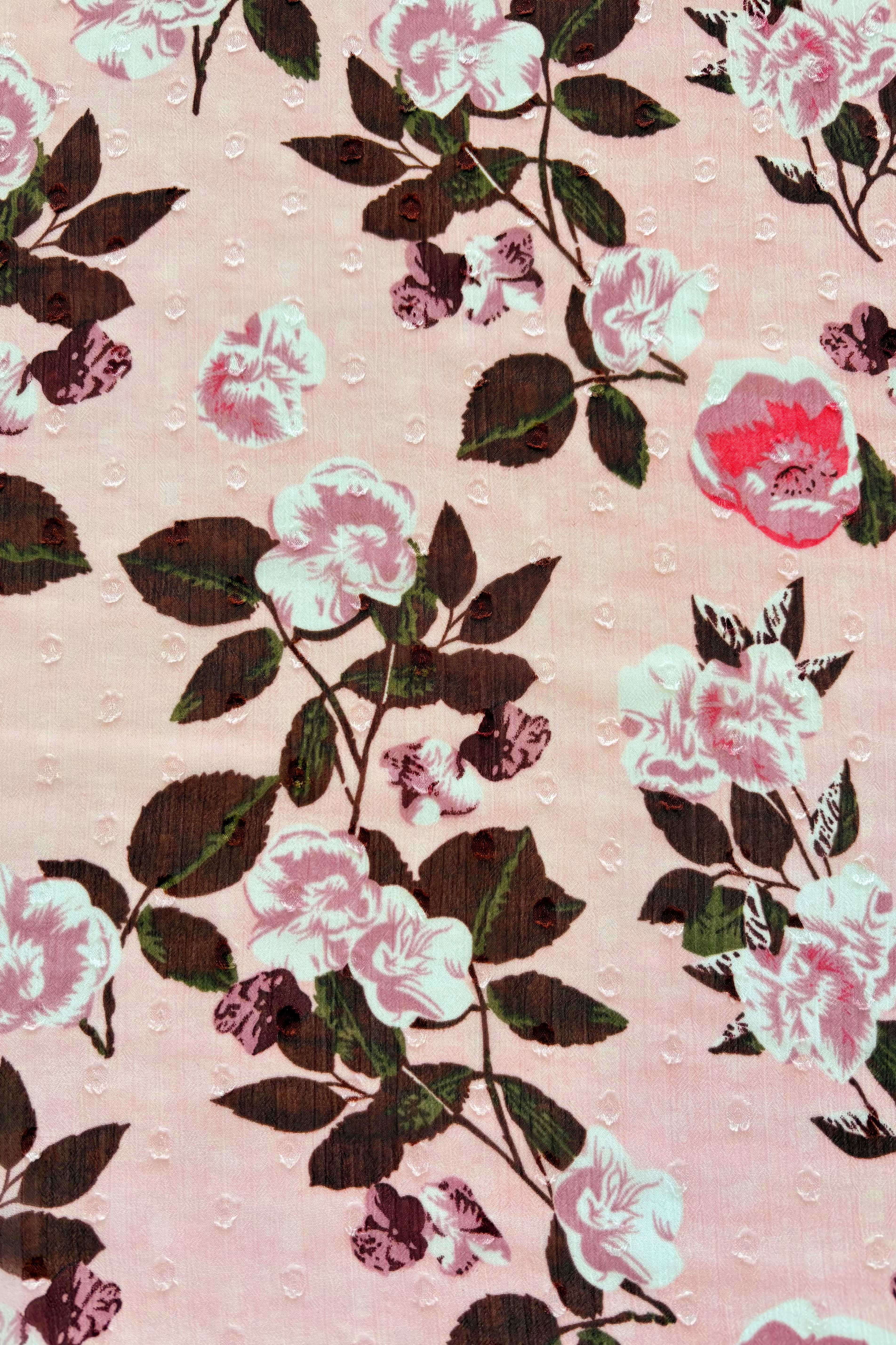 Chiffon pointelle rose /chocolat