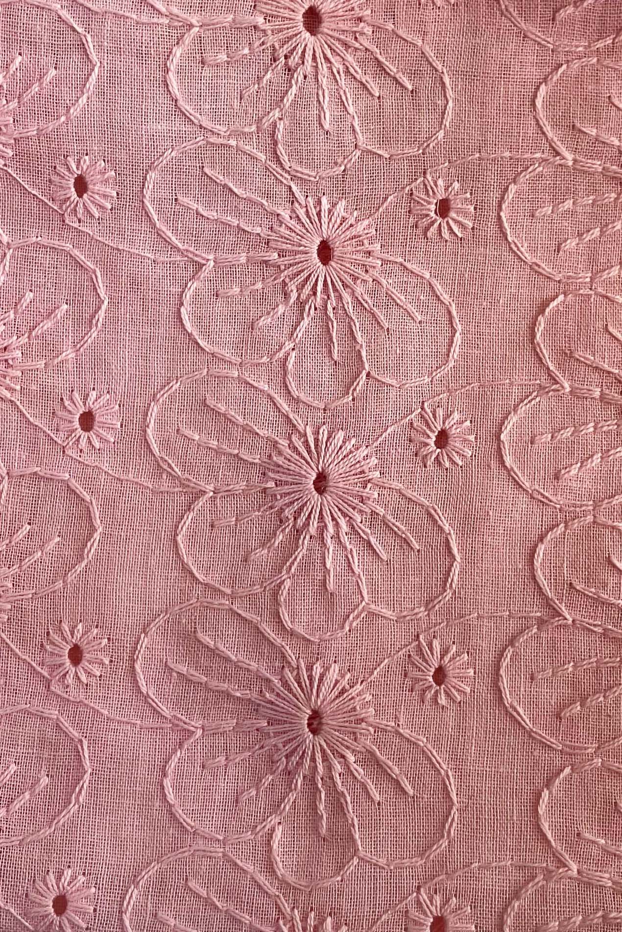 Peach cotton embroidery