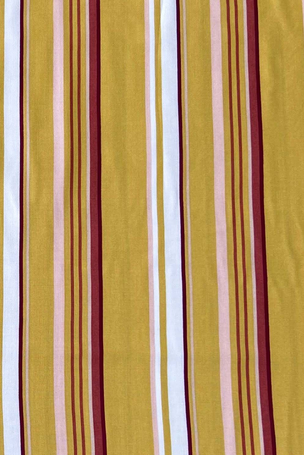 Challis mustard/white stripes