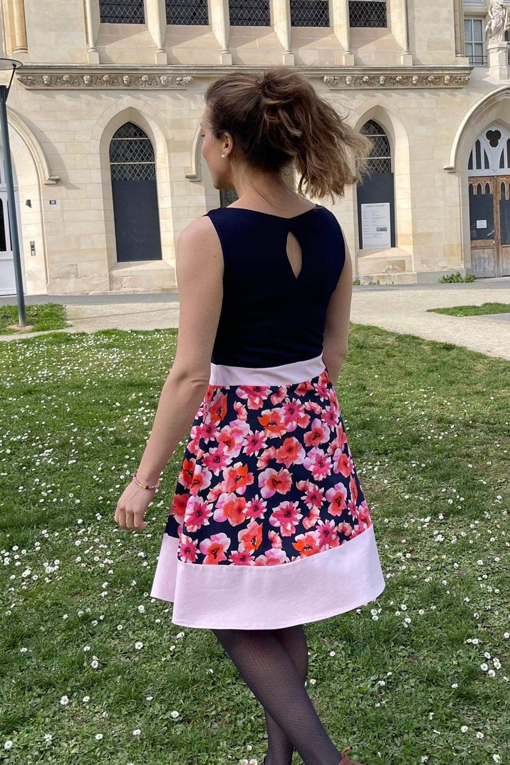 Anna Field Women's Elbow Sleeves Geometric Print Stretch A-Line Summer Day  Dress